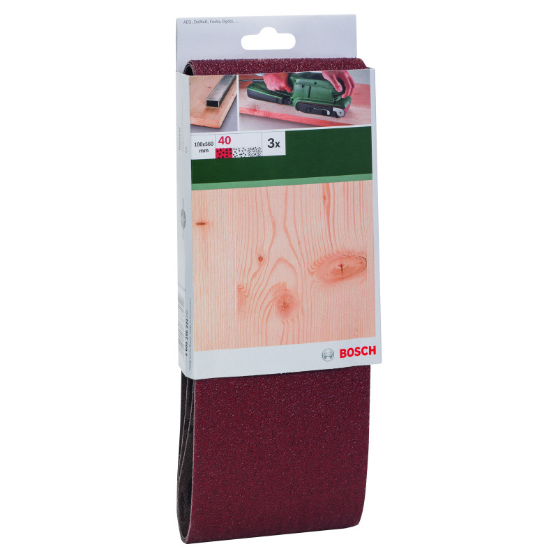 Set De 3 Bandes Abrasives Pour Ponceuses À Bande, Qualité Rouge G 40