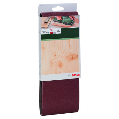 Set De 3 Bandes Abrasives Pour Ponceuses À Bande, Qualité Rouge G 80