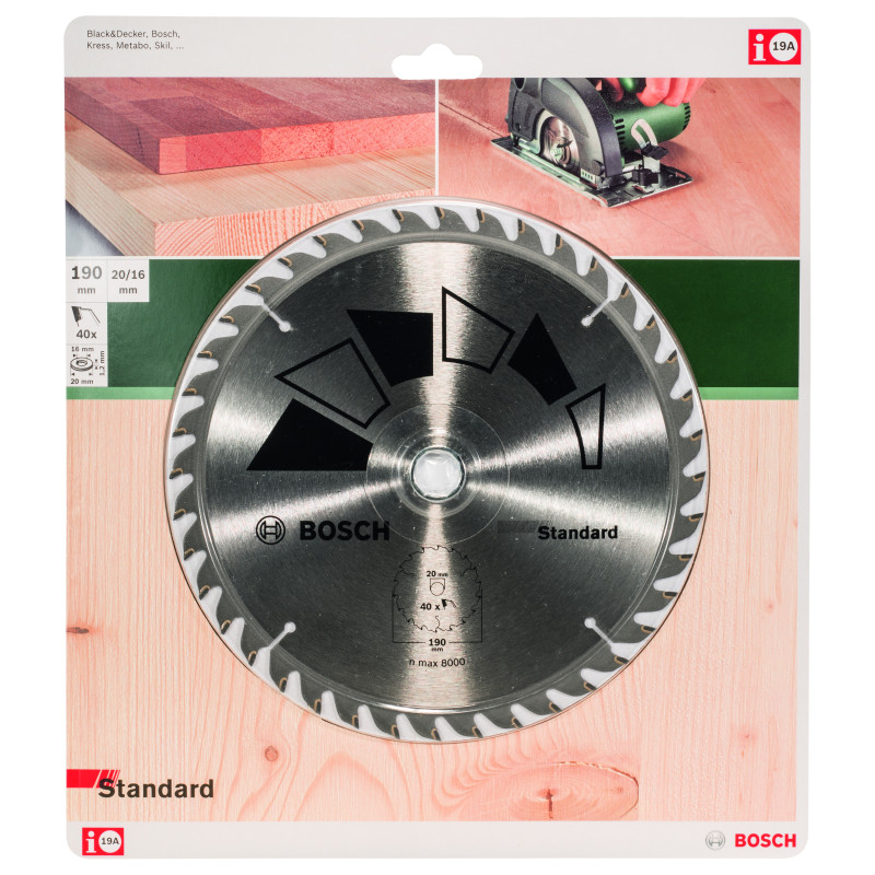 Lame De Scie Circulaire Standard D 190 mm Alésage 20 mm Dents 40