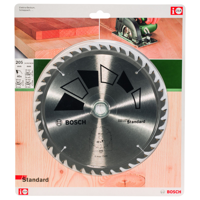 Lame De Scie Circulaire Standard D 205 mm Alésage 24/20 mm Dents 40