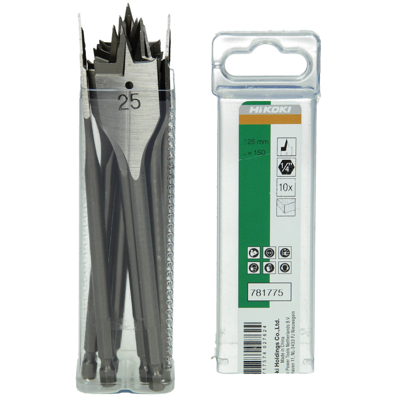 Mèche À Bois Plate Ø.25,0 X 150 Hex 1/4" (X10)