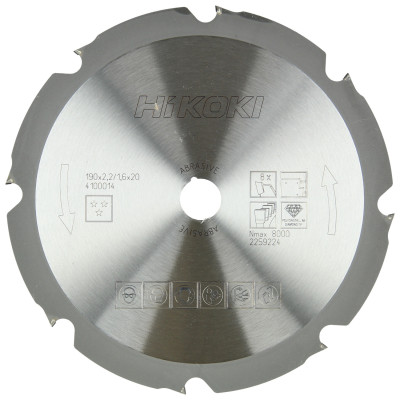 Lame Scie Circ. Ø190X20 Z8 - Plaque Plâtre/Ciment