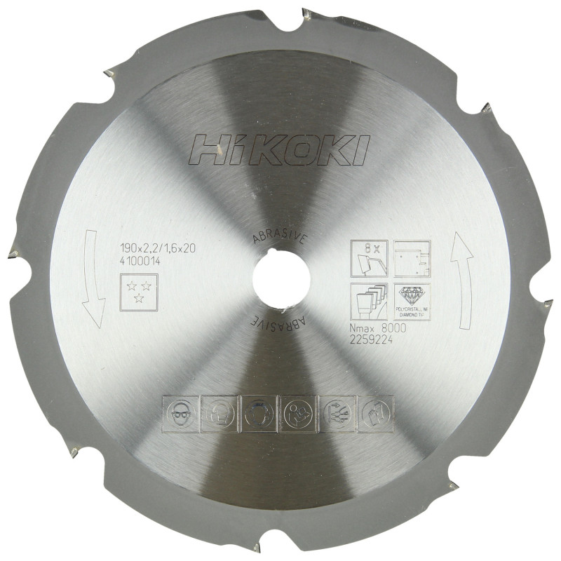 Lame Scie Circ. Ø190X20 Z8 - Plaque Plâtre/Ciment