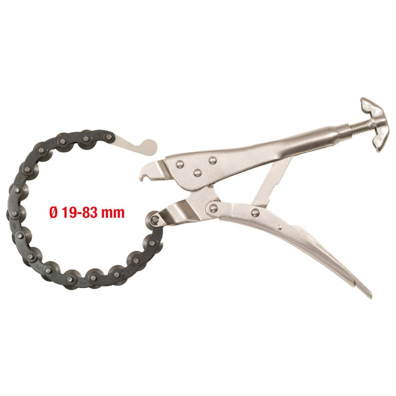 Coupe Tube À Chaîne Serrage Papillon 19 - 83 mm Pour Inox 330 mm