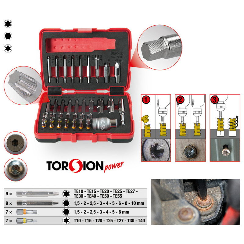 Coffret D'Embouts D'Extraction Pour Vis Torx® Et 6 Pans, 34 Pcs
