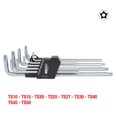 Jeu De Clés Mâles Torx® 5 Pans Percées Extra Longues, 9 Pièces: T10 - T15 - T20