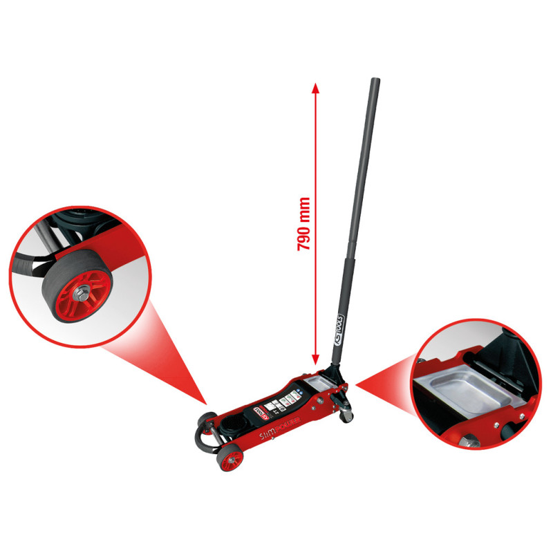 Cric Hydraulique Extra-Bas Aluminium/Acier, 2 T