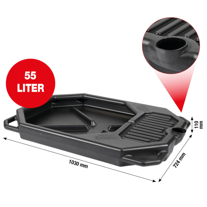 Bac De Vidange Extra Plat 55 L, 1030X724X H.110 mm, 4 Poignées