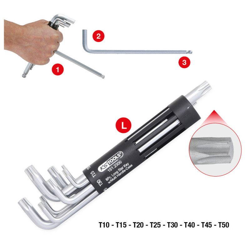 Jeu De 8 Clés Mâles Torx® Longues, T10 À T50