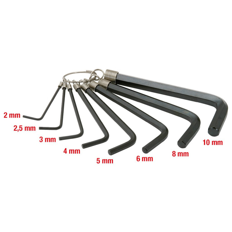 Jeu De Clés Mâles 6 Pans Sur Anneau, 8 Pièces