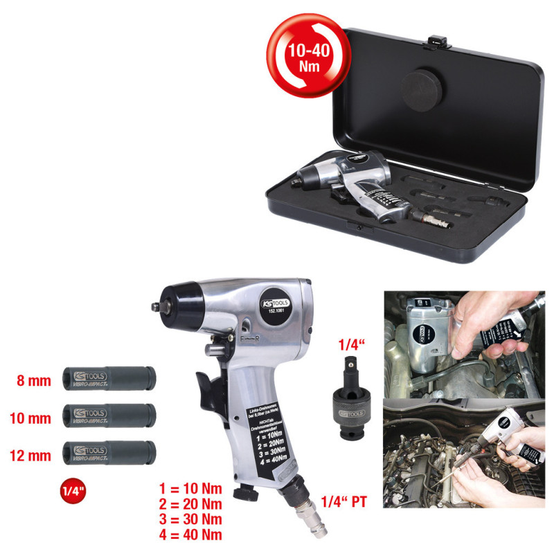 Coffret Clé À Chocs Vibrante 1/4'' 10-40Nm Pour Bougies De Préchauffage - 5Pcs