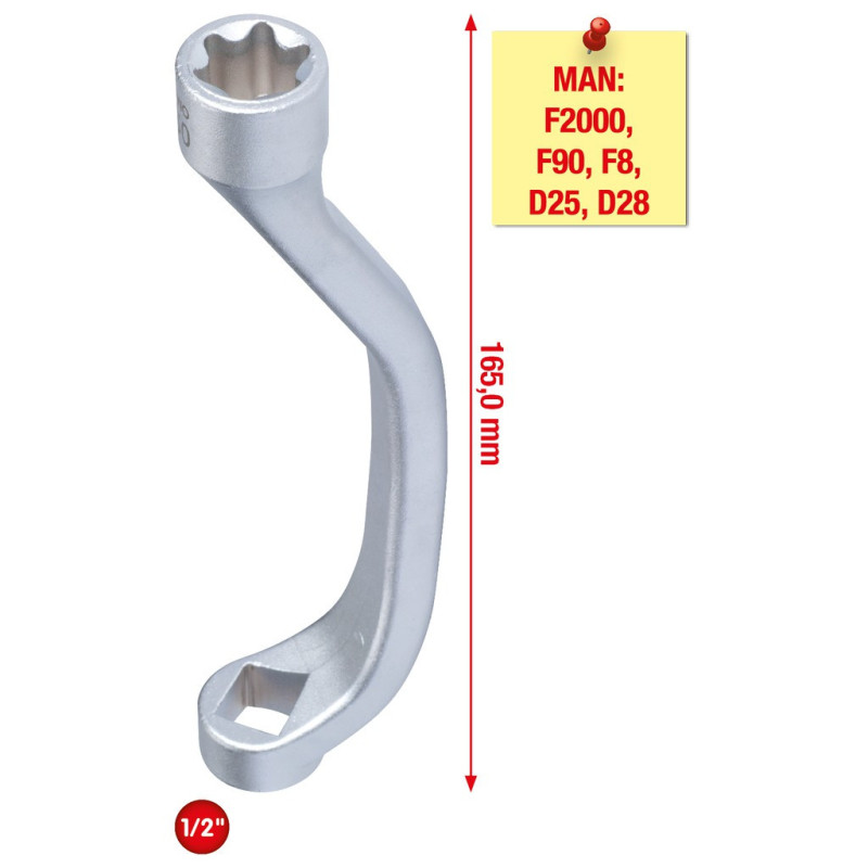 Clé 1/2'' Torx E20, Pour Écrous De Culasse Man