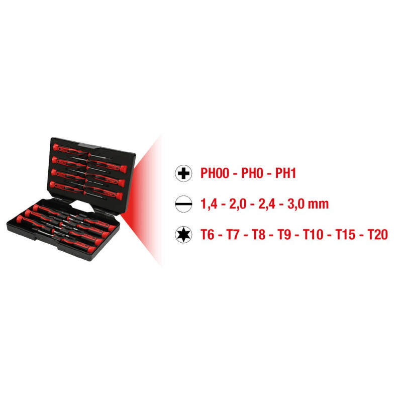 Coffret De 14 Tournevis Électroniques Fente, Phillips® Et Torx®