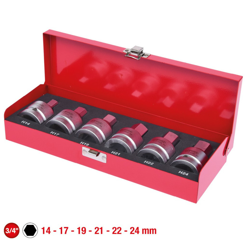 Jeu De Douilles À Chocs 6 Pans 3/4'', 14 À 24 mm