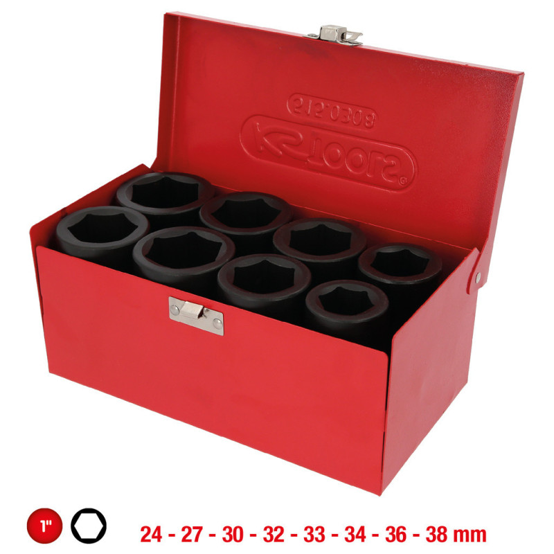 Coffret De Douilles Longues À Chocs 1'', 24 À 38 mm, 8 Pièces