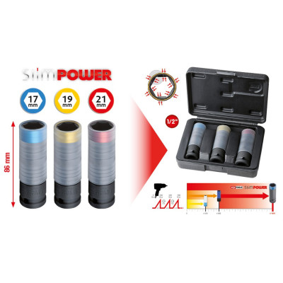 Jeu De Douilles À Chocs Pour Jantes Aluminium Slim Power 1/2''