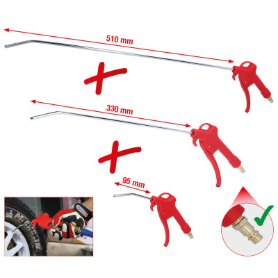 Jeu De 3 Soufflettes Avec Buse 95 mm - 330 mm - 510 mm - Raccord 1/4''