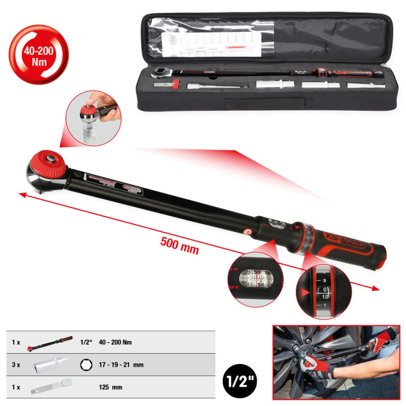 Clé Dynamométrique Ergotorqueprecision Avec Trousse, 40-200Nm, 5 Pcs