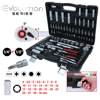 Coffret De Douilles F6 1/4'' - 1/2'' - Chromemat - 94 Pcs