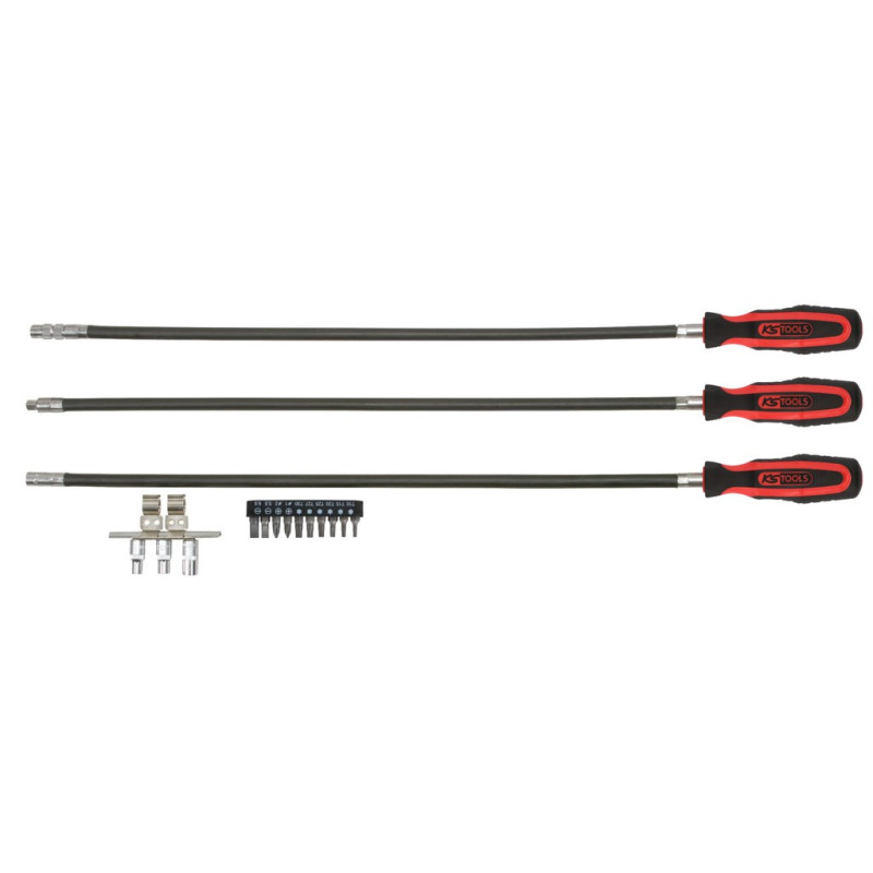 Jeu De 3 Tournevis Flexibles Ergotorque® L.500 mm, Et Accessoires, 16 Piècs