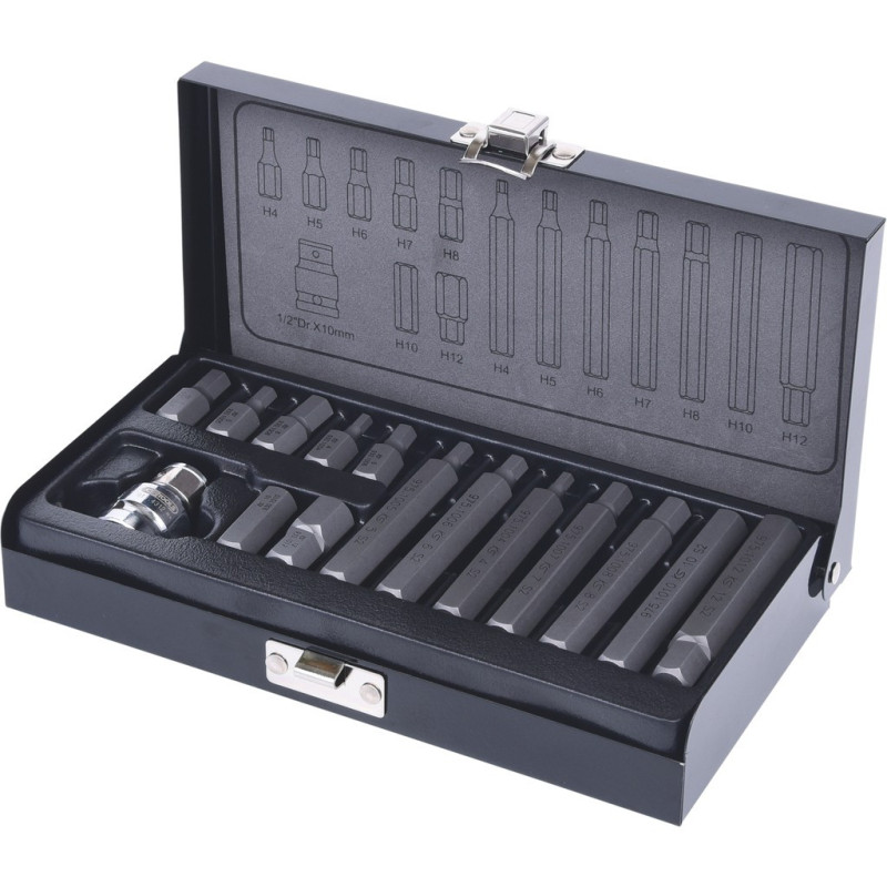 Coffret De 15 Embout De Vissages 6 Pans 1/2'', 12 mm