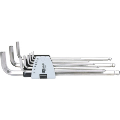 Jeu De 9 Clés Mâles Extra-Longues Inox 6 Pans À Tête Sphérique, 1,5 À 10 mm