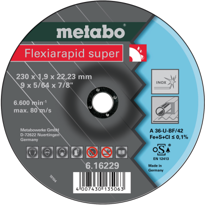 Meules De Tronçonnage - Flexiarapid Super 230X1,9X22,2 Acier Inoxydable Hydrore