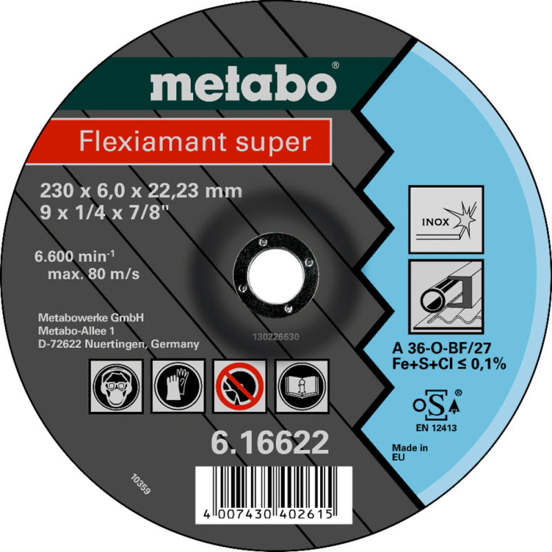 Meules D'Ébarbage - Flexiamant Super 230X6,0X22,2 Acier Inox