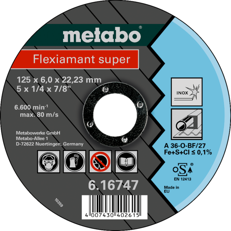 Meules D'Ébarbage - Flexiamant Super 125X6,0X22,2 Acier Inox