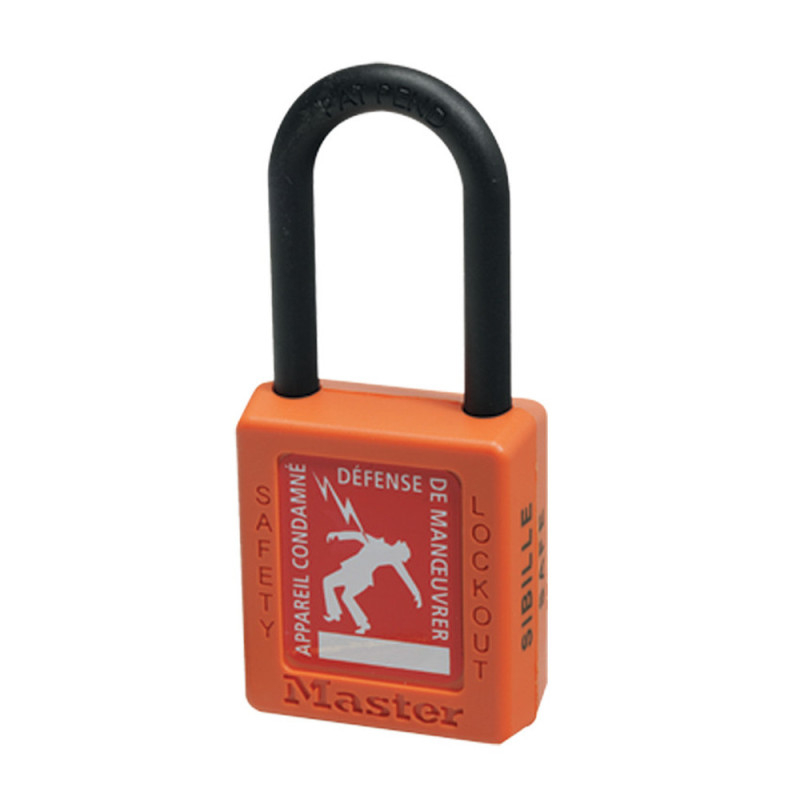 Cadenas Orange En Nylon, Anse Ø 6 mm X H.44 mm Avec Étiquette De Signalisation