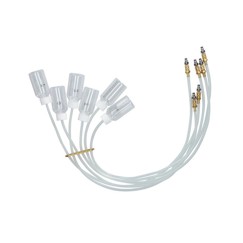 6 Fioles Avec Tuyaux Du Coffret De Contrôle D'Injecteurs Common Rail 150.1590