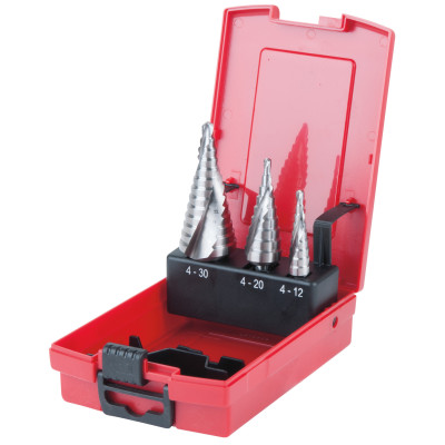 Coffret De 3 Forets Étagés HSS Pour Tôles Jusqu'À 4 mm