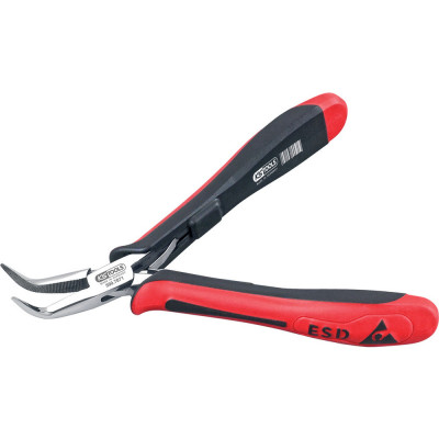 Pince Esd À Becs Coudés Demi-Ronds Striés, 140 mm