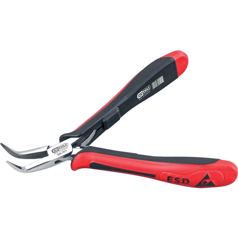 Pince Esd À Becs Coudés Demi-Ronds Striés, 140 mm