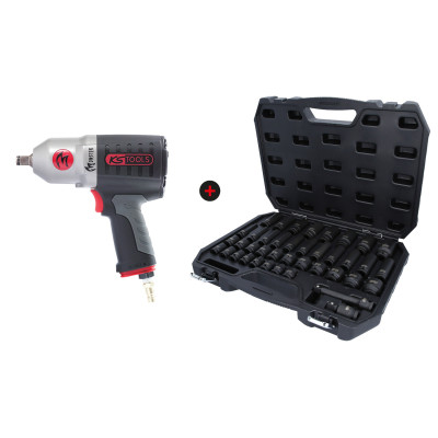 Lot D'Une Clé À Chocs Monster Et D'Un Coffret De Douilles À Chocs 1/2''