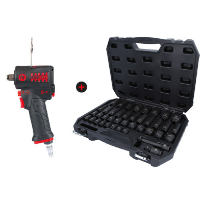 Lot D'Une Clé À Chocs Monster Mini Et D'Un Coffret De Douilles À Chocs 1/2''