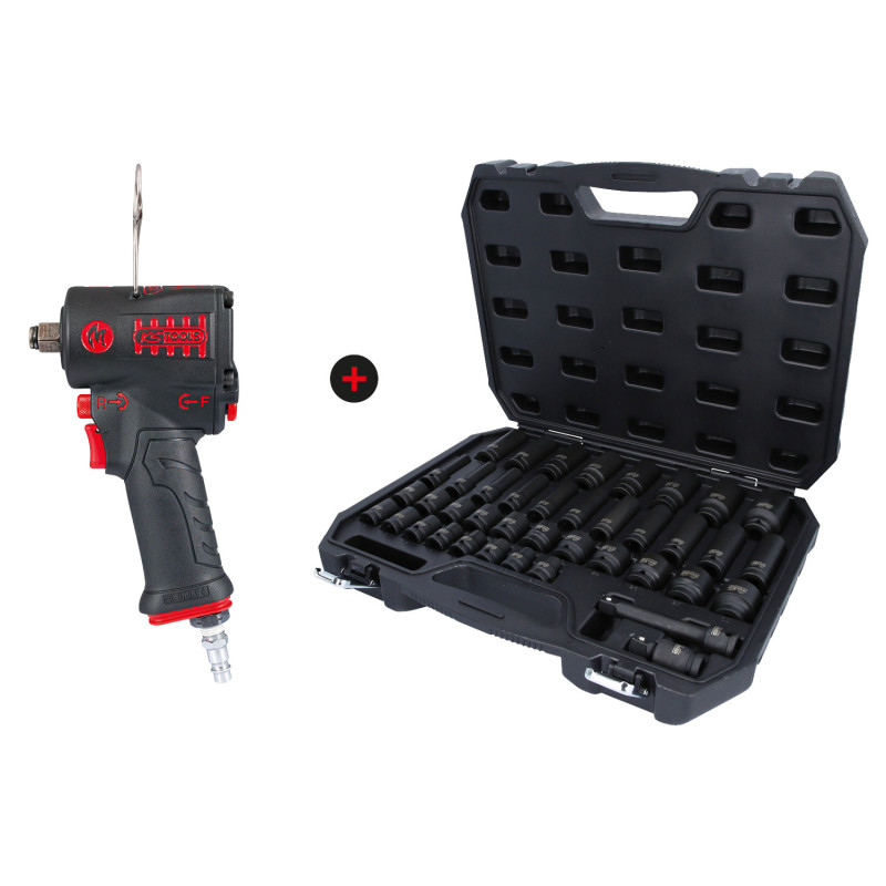 Lot D'Une Clé À Chocs Monster Mini Et D'Un Coffret De Douilles À Chocs 1/2''