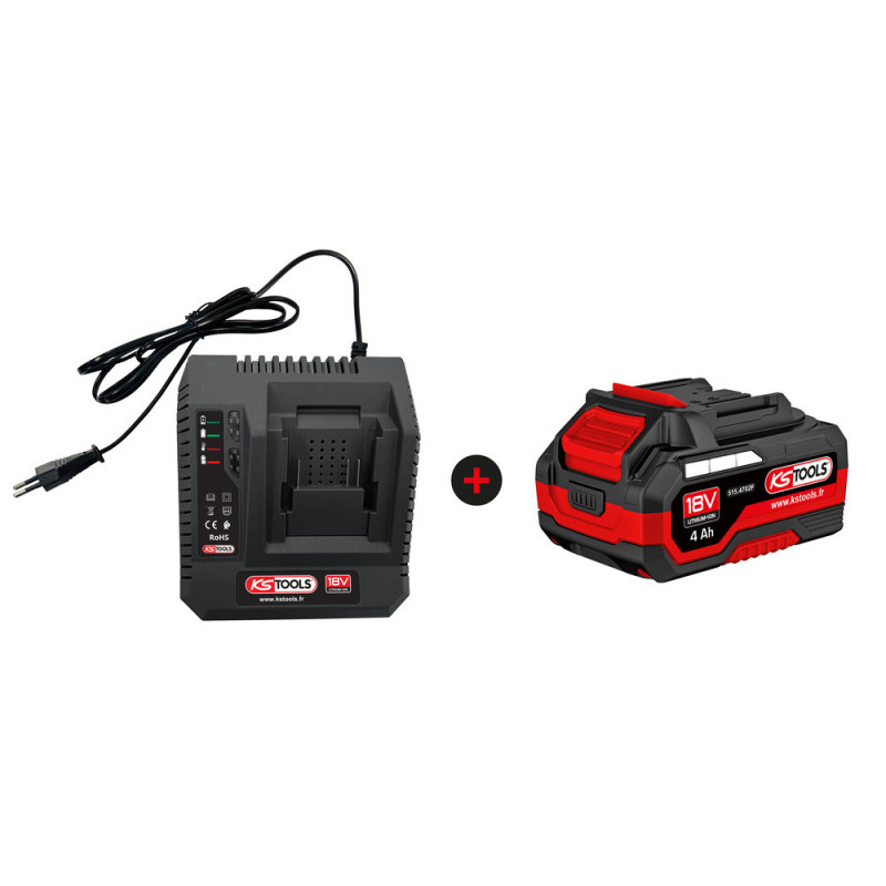 Lot D'Un Chargeur Rapide Et D'Une Batterie 18V 4Ah