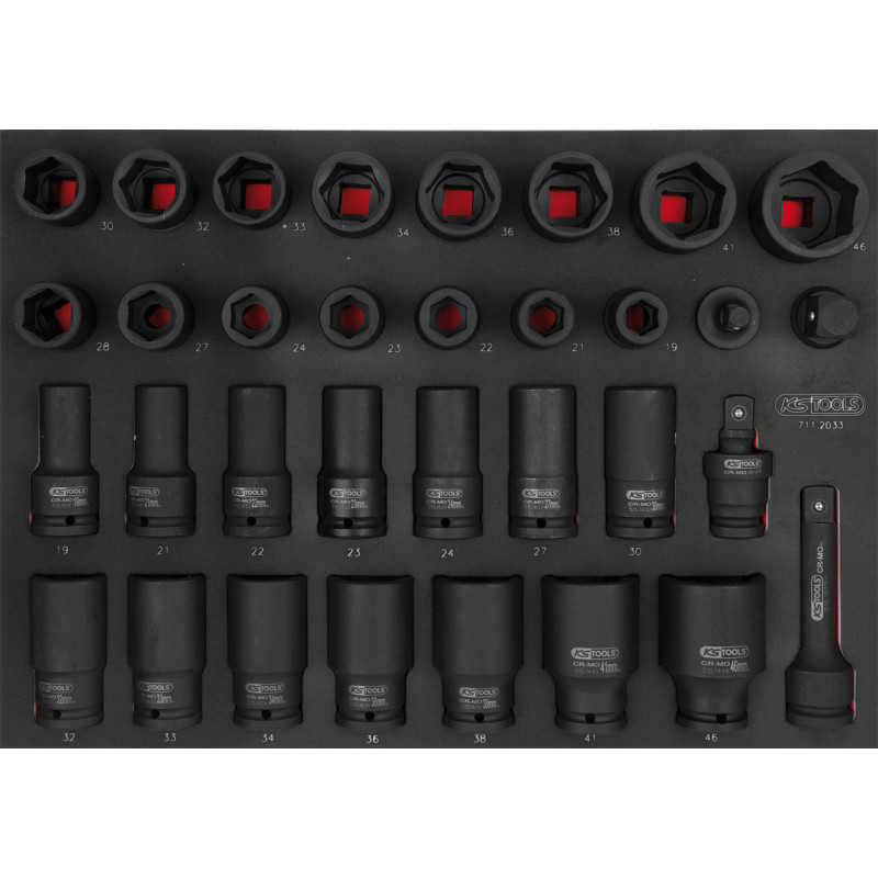 Module De Douilles Et Accessoires À Chocs 3/4'', 33 Pièces