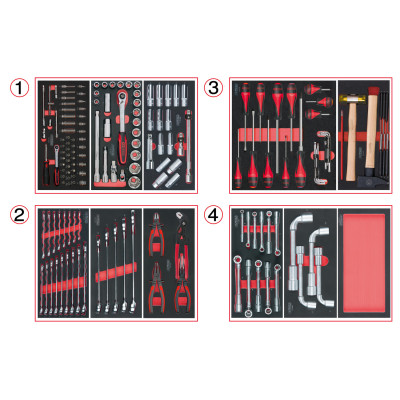Composition D'Outils 4 Tiroirs Pour Servante, 173 Pièces