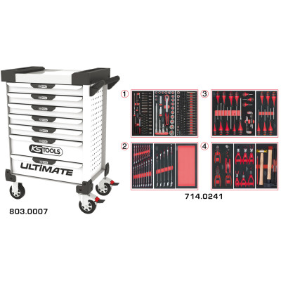 Servante Ultimate Blanche 7 Tiroirs Équipée De 241 Outils