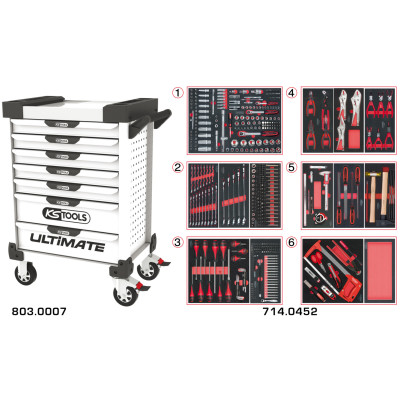 Servante Ultimate Blanche 7 Tiroirs Équipée De 455 Outils
