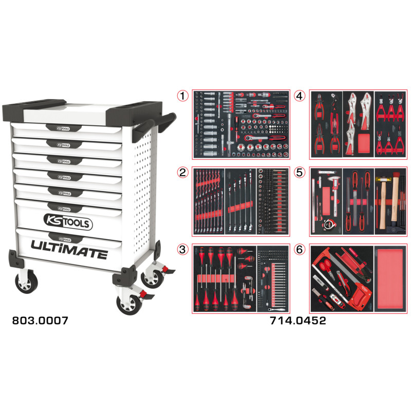 Servante Ultimate Blanche 7 Tiroirs Équipée De 455 Outils
