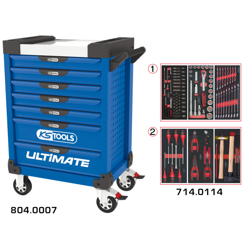 Servante Ultimate Bleue 7 Tiroirs Équipée De 114 Outils