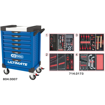 Servante Ultimate Bleue 7 Tiroirs Équipée De 173 Outils