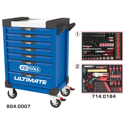 Servante Ultimate Bleue 7 Tiroirs Équipée De 184 Outils