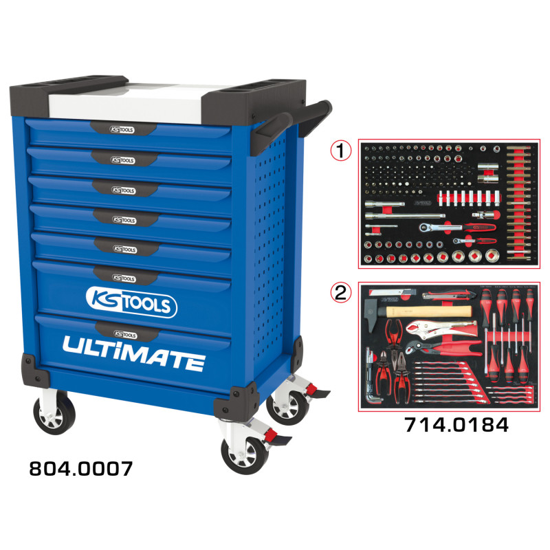 Servante Ultimate Bleue 7 Tiroirs Équipée De 184 Outils