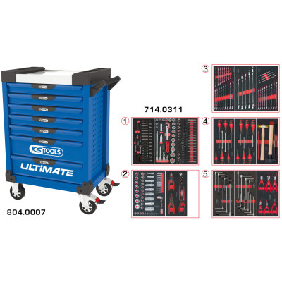 Servante Ultimate Bleue 7 Tiroirs Équipée De 311 Outils