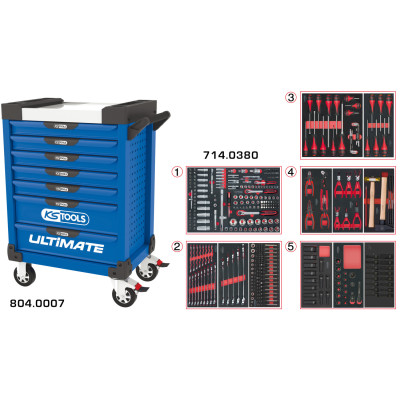 Servante Ultimate Bleue 7 Tiroirs Équipée De 384 Outils