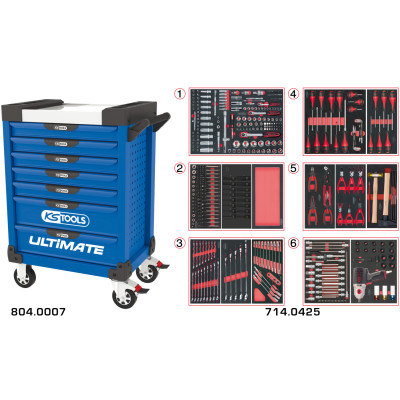 Servante Ultimate Bleue 7 Tiroirs Équipée De 429 Outils